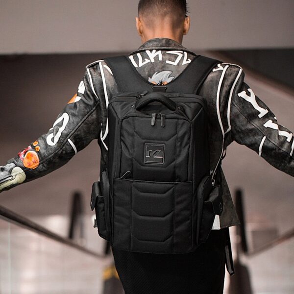 Gruv Gear Club Bag Tech Backpack, Black/Orange, VB02-BLK, In Use