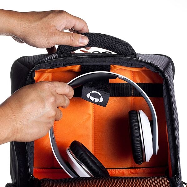 Gruv Gear Club Bag Tech Backpack, Black/Orange, VB02-BLK, Headphones