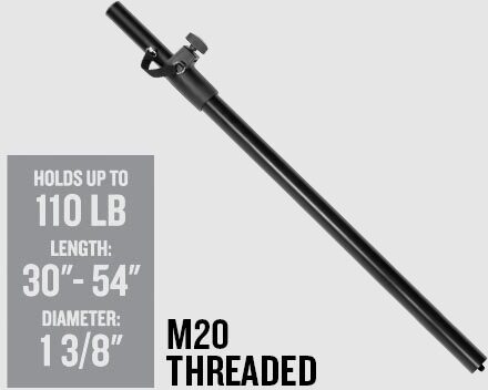 Mackie SPM400 M20 Threaded Sub Pole for DRM18S, Thump115S, Thump118S, New, Main