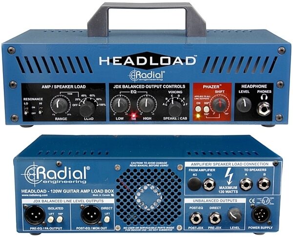 Radial HeadLoad Guitar Amp Load Box, Front and Back