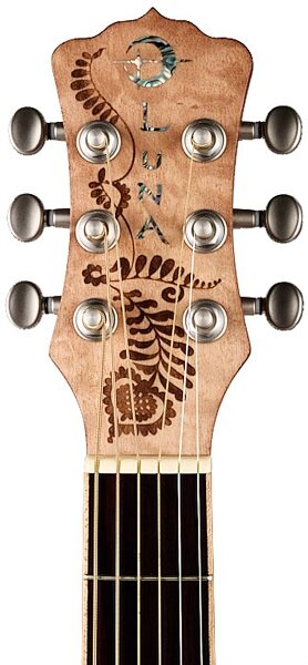 Luna Henna Paradise C Acoustic-Electric Guitar, Headstock