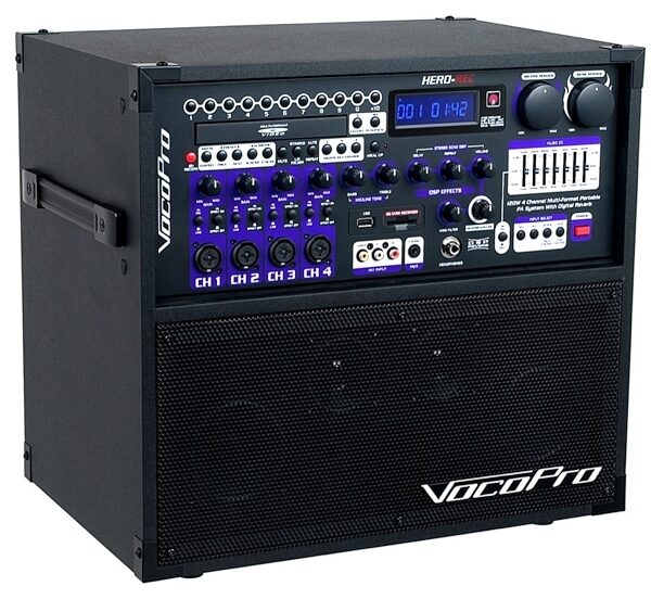 VocoPro HERO-REC Portable PA System with Digital Recording, Angle