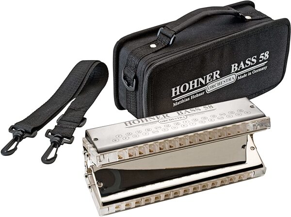 Hohner Bass 58 Harp Orchestral Harmonica, New, Action Position Back