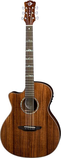 Luna High Tide Grand Concert Acoustic-Electric Guitar, Left-Handed, Blemished, Main with head Front