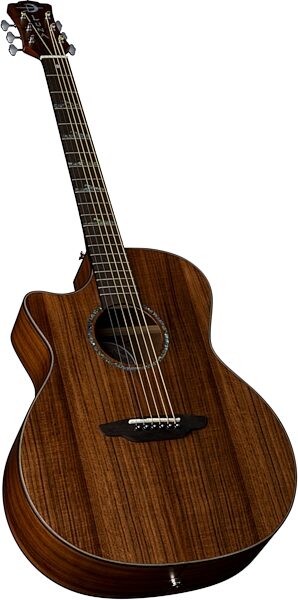 Luna High Tide Grand Concert Acoustic-Electric Guitar, Left-Handed, New, Angled with head Front