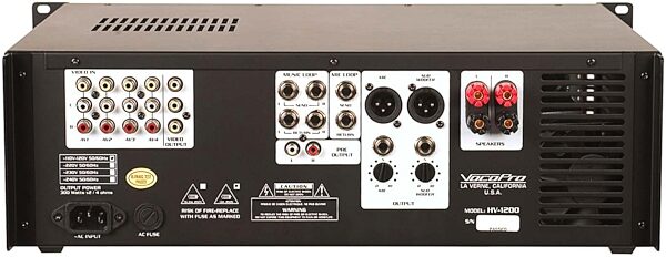 VocoPro HV1200 Professional High Power Vocal Amplifier, Rear