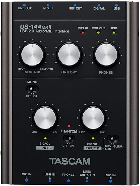 TASCAM US144 MKII USB 2.0 Audio Interface, Top