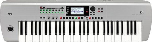 Korg i3 Music Workstation Arranger Keyboard, 61-Key, Silver, Top