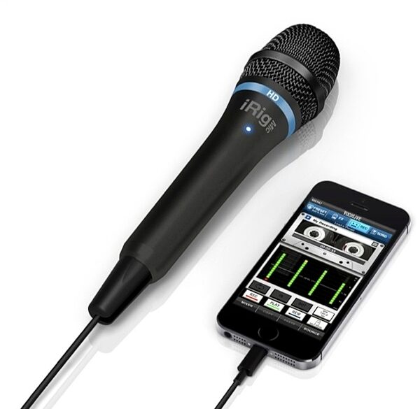 IK Multimedia iRig Mic HD Microphone, In Use with iPhone
