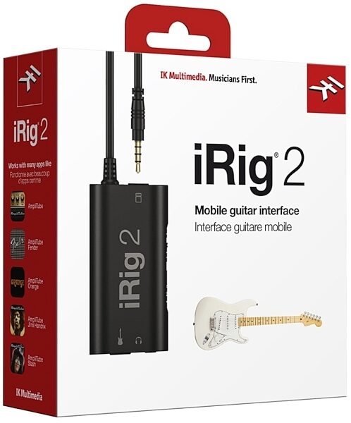 IK Multimedia iRig 2 Mobile Analog Guitar Interface for iOS/Mac with TRRS Jack, New, Package Front