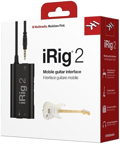 IK Multimedia iRig 2 Mobile Analog Guitar Interface for iOS/Mac with TRRS Jack, New, Angle