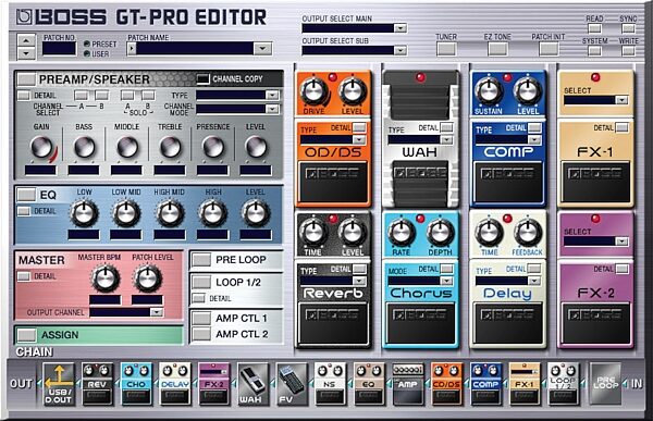 Boss GT-Pro Guitar Multi-Effects Processor, Editor screenshot