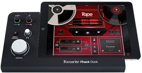Focusrite iTrack Dock iPad Recording Interface, Front - In Use
