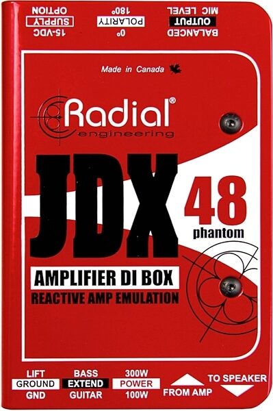 Radial JDX 48 Phantom Power Guitar Speaker Emulator, New, Top