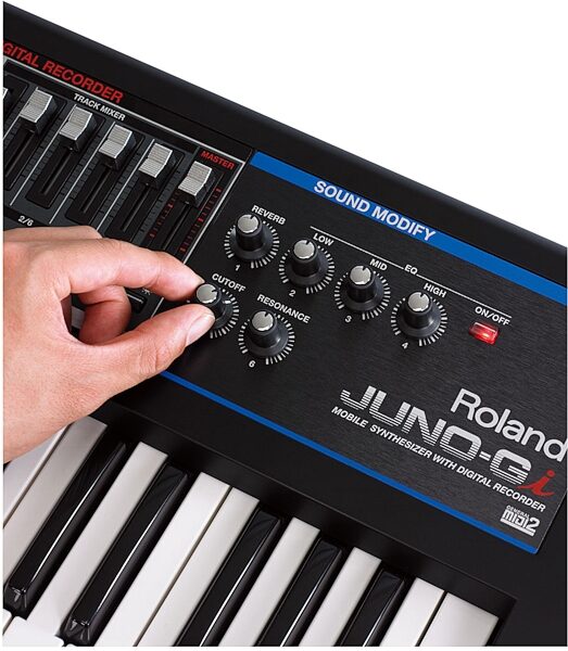 Roland JUNO-Gi 61-Key Mobile Synthesizer with Digital Recorder, In Use - Knobs