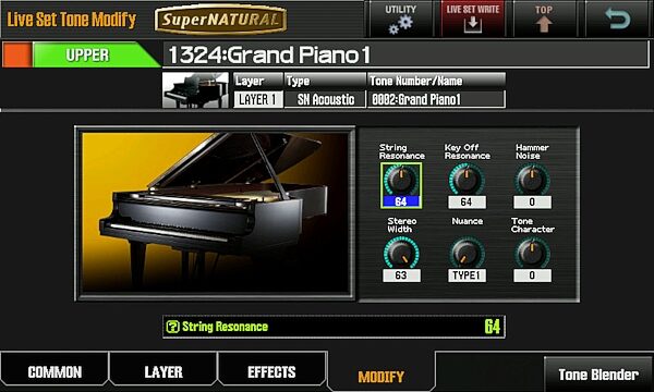 Roland JUPITER-80 Synthesizer Keyboard (76-Key), Screenshot Piano