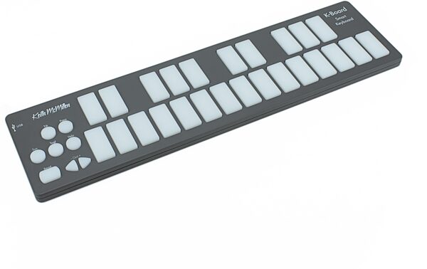 Keith McMillen Instruments K-Board-C Smart Sensor USB-C MIDI Keyboard Controller, Angled Front