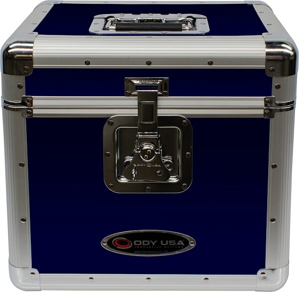 Odyssey KLP2 Stacking Record Case for 70 12" Vinyl Records, Blue, Action Position Back