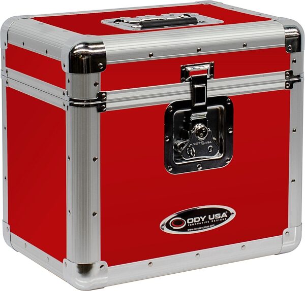 Odyssey KLP2 Stacking Record Case for 70 12" Vinyl Records, Red, Action Position Back