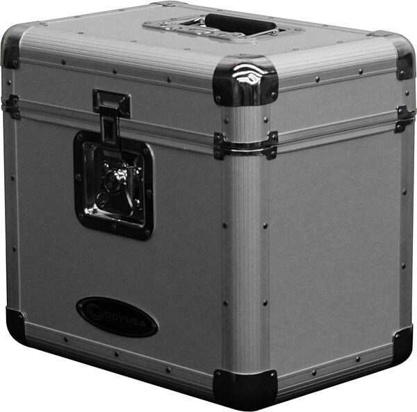 Odyssey KLP2 Stacking Record Case for 70 12" Vinyl Records, Silver, Action Position Back