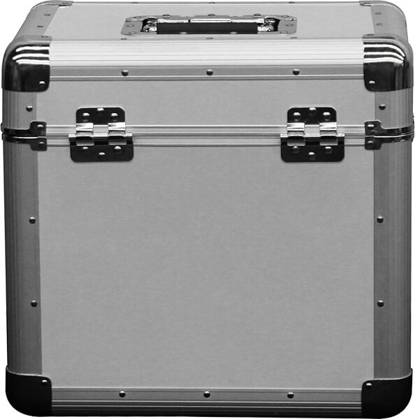 Odyssey KLP2 Stacking Record Case for 70 12" Vinyl Records, Silver, Action Position Back