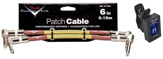 Fender Guitar Instrument Patch Cable, Tweed Two Pack with Tuner