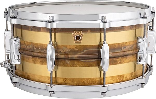 Ludwig LB464RS Raw Brass Striped Snare Drum, 6.5X14 inch, Action Position Back