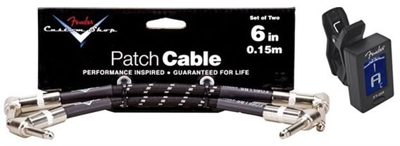 Fender Guitar Instrument Patch Cable, Black Two Pack with Tuner