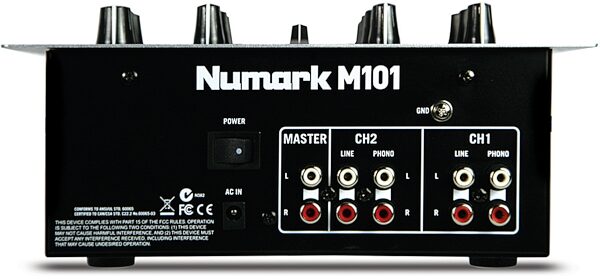 Numark M101 DJ Mixer (2-Channel), Rear