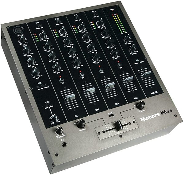 Numark M6USB 4-Channel DJ Mixer with USB, Angle