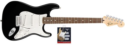 Fender Standard Stratocaster Rosewood Electric Guitar and Texas Special Pickup Set, Black