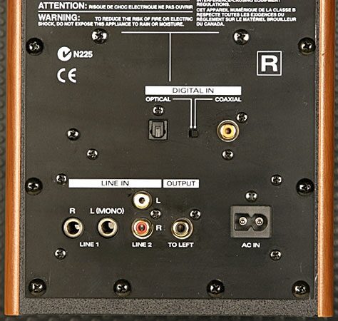 Edirol MA20D Digital Stereo Micro Monitors, Rear View