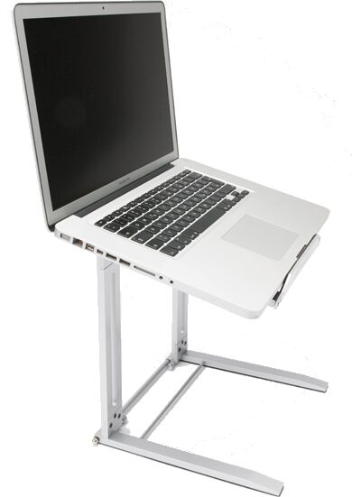 Magma Traveler Laptop Stand with Carrying Bag, Silver in use with Laptop