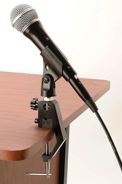 On-Stage TM01 Clamping Microphone Mount, Black, In Use