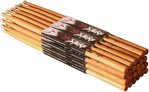 On-Stage Hickory Drumsticks, 12 Pairs, 7A, Nylon Tip, Main