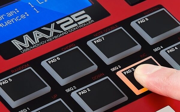 Akai MAX25 Compact USB MIDI and CV Keyboard Controller, Pads