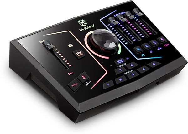 M-Game RGB Dual USB Streaming Interface and Mixer, New, Left Angle