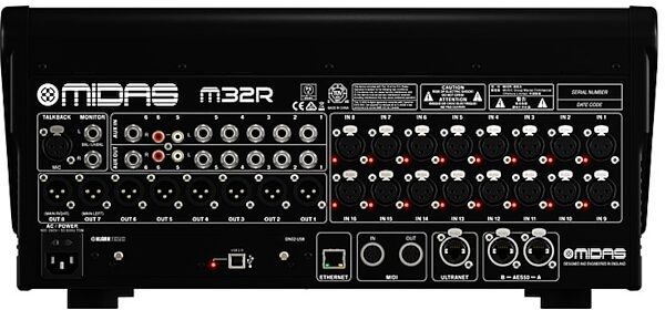 Midas M32R 40-Channel Digital Mixing Console, Rear