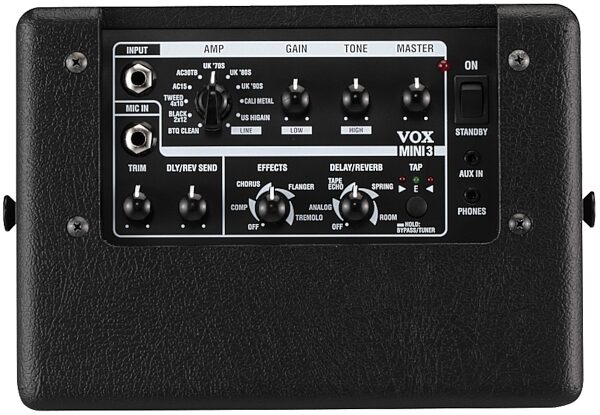 Vox MINI3 Battery-Powered Modeling Guitar Mini Amplifier, Black - Top