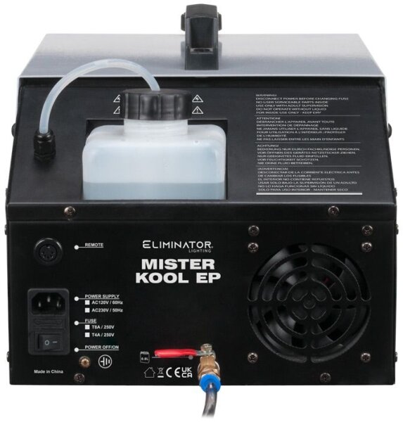 Eliminator Lighting Mister Kool EP Fog Machine, New, Action Position Back