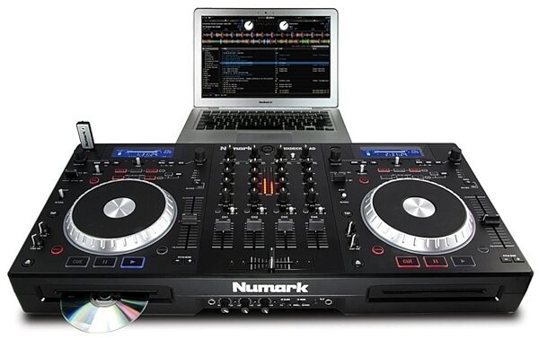 Numark MixDeck Quad 4-Channel Complete DJ System, In Use with Computer and Flash Drive