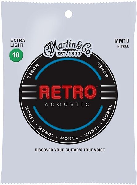 Martin Retro Monel Acoustic Guitar Strings, 10-47, MM10, Extra Light, Main