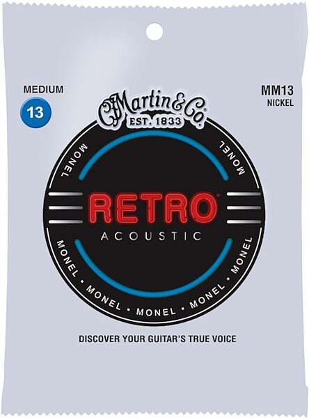 Martin Retro Monel Acoustic Guitar Strings, 13-56, MM13, Medium, Main