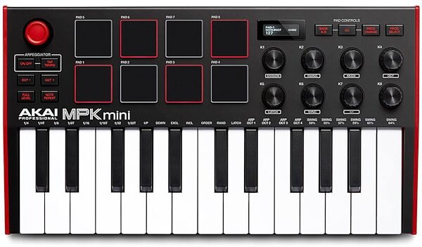 Akai MPK Mini MK3 USB MIDI Keyboard Controller, 25-Key, Black and Red, Main