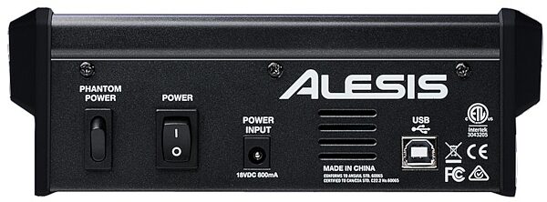 Alesis MultiMix 4 USB FX Mixer, 4-Channel Mixer with FX, Rear