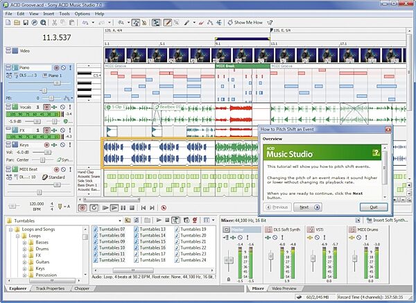Sony Acid Music Studio Loop Software (Windows), Screenshot