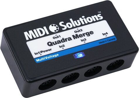 MIDI Solutions MultiVoltage Quadra Merge MIDI Merger Processor, New, Main