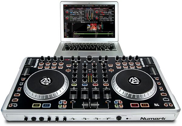 Numark N4 Digital DJ Controller and Mixer, Front Angle