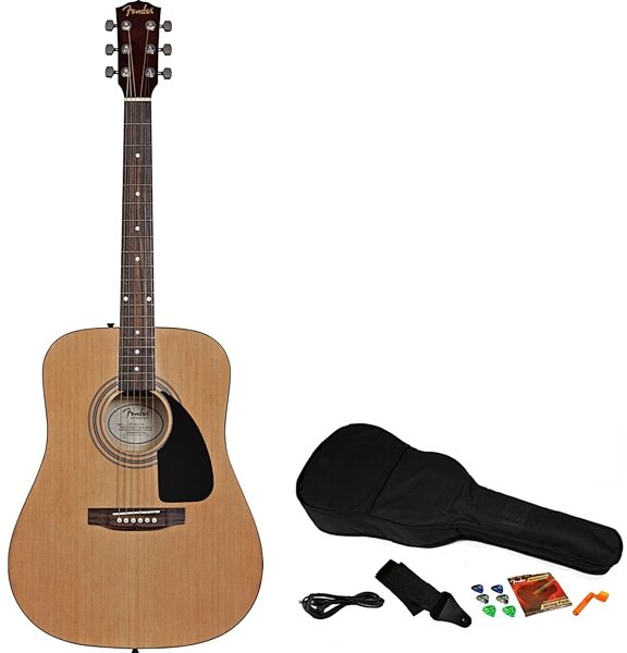 Fender FA-200 Acoustic-Electric Guitar Starter Pack, Natural