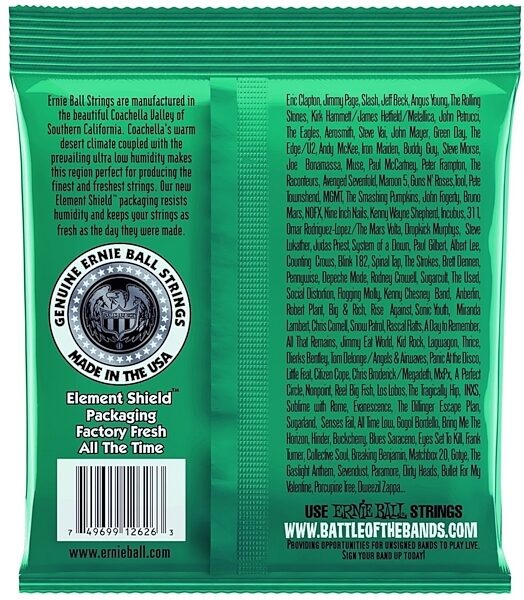 Ernie Ball Not Even Slinky Nickel Wound Electric Guitar Strings - 12-56 Gauge, New, Back